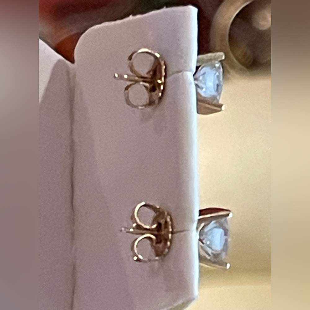 Fine Custom Made Cushion Cut Moissanite Earrings Solid 14K Yellow Gold - Picture 6 of 12